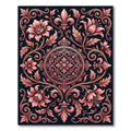 Ornate Coral Floral Scrollwork Rug