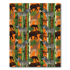 Vibrant Orange African Wildlife Safari Rug