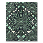 Green Mandala Geometric Sunburst Rug