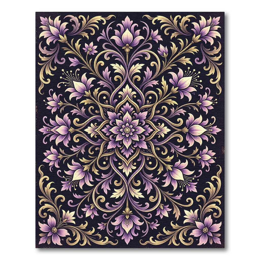 Lavish Lilac Floral Symmetry Composition Rug
