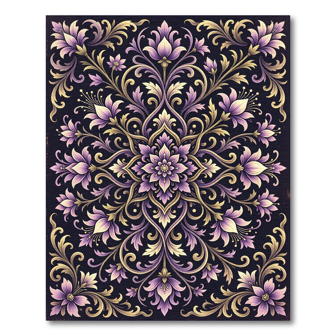 Lavish Lilac Floral Symmetry Composition Rug