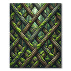 Mossy Forest Wood Lattice Weave Rug