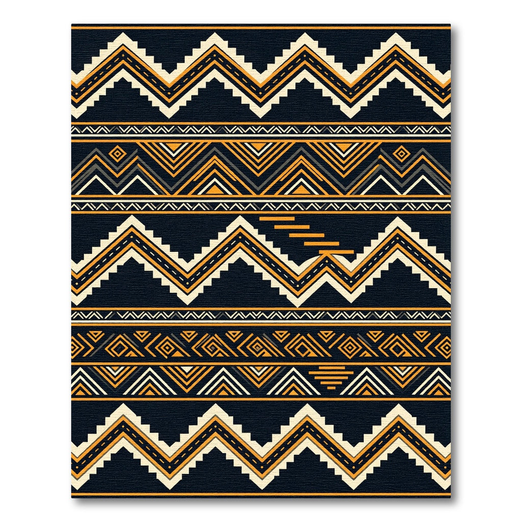 Dark Tribal Zigzag Geometric Lines Rug