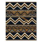 Dark Tribal Zigzag Geometric Lines Rug