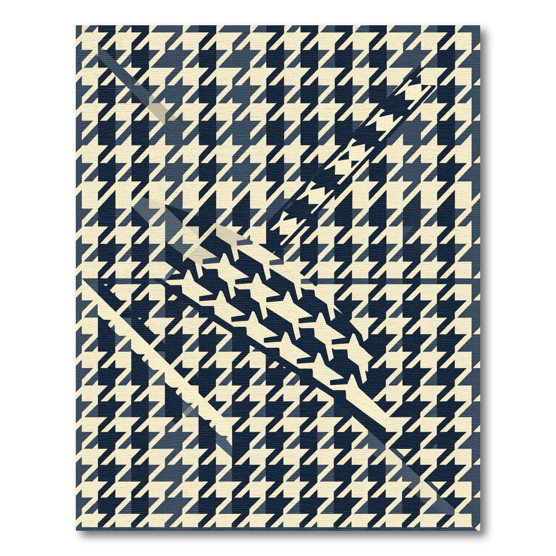Navy Blue Modern Houndstooth Geometric Diagonal Rug