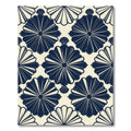 Navy Blue Geometric Fan Medallion Rug