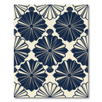 Navy Blue Geometric Fan Medallion Rug