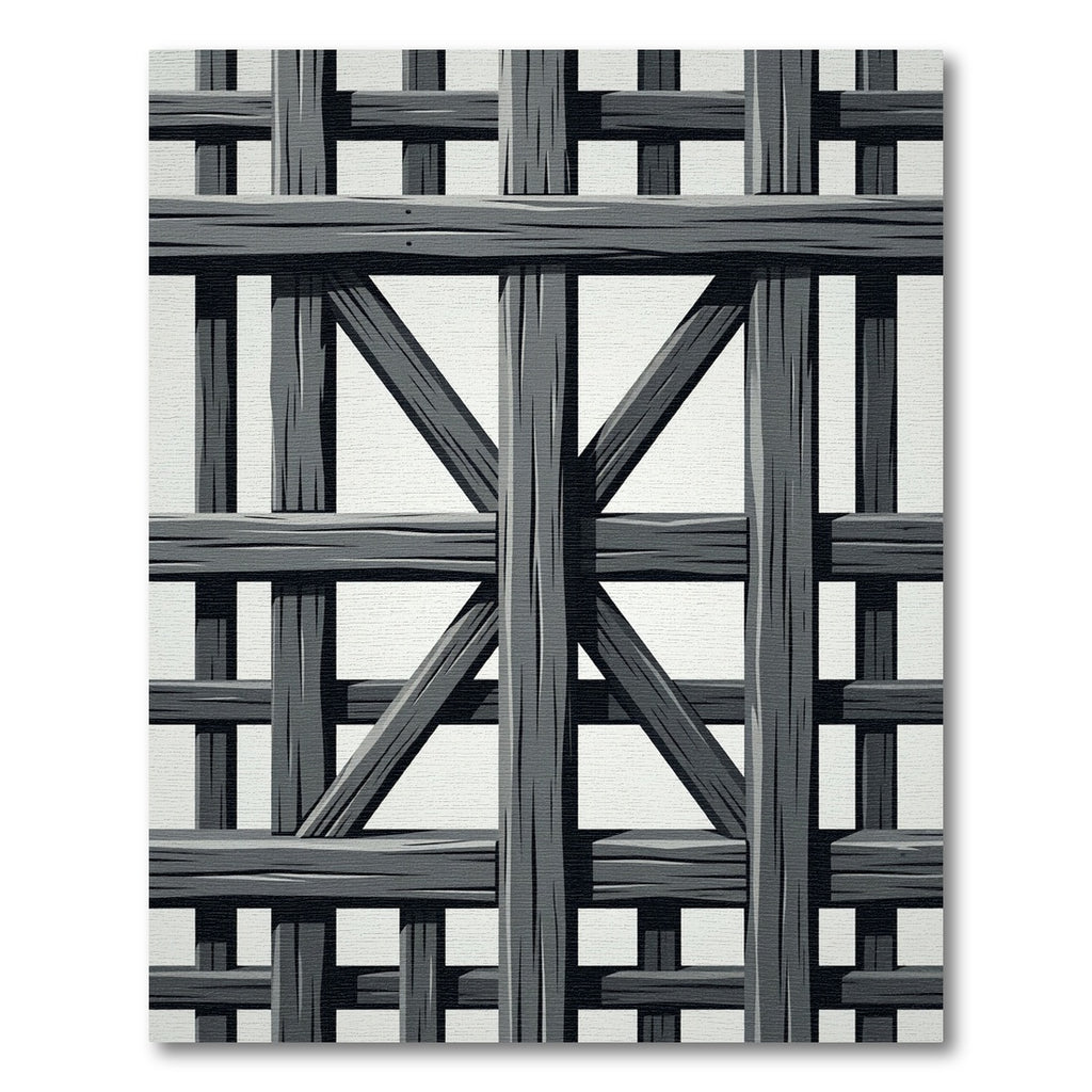 Dark Gray Wooden Lattice Grill Rug