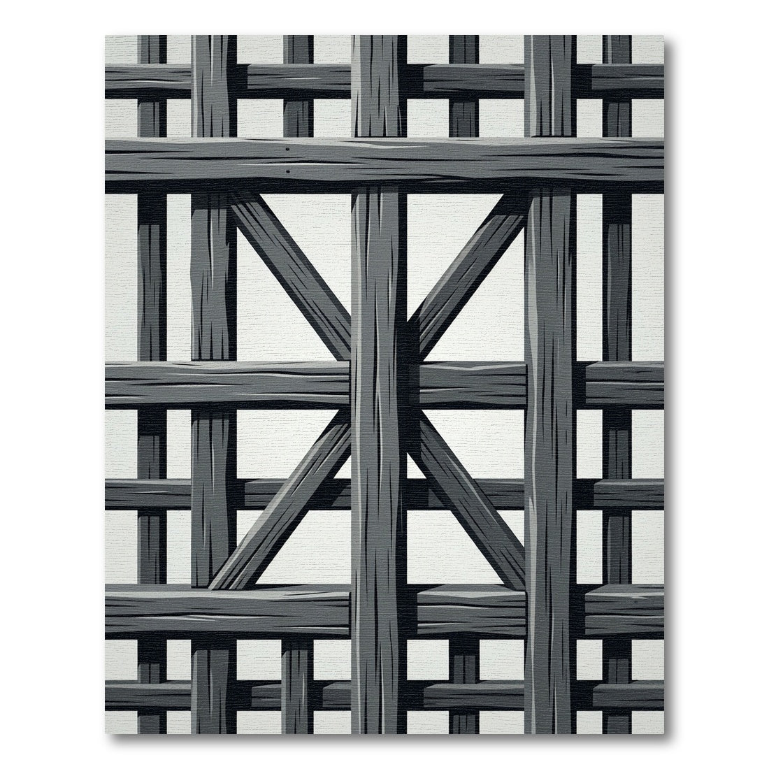 Dark Gray Wooden Lattice Grill Rug