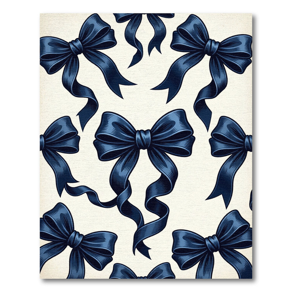 Navy Blue Elegant Ribbon Bows Rug