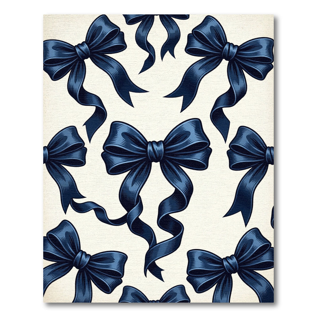 Navy Blue Elegant Ribbon Bows Rug