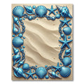 Coastal Blue Seashell Starfish Frame Rug