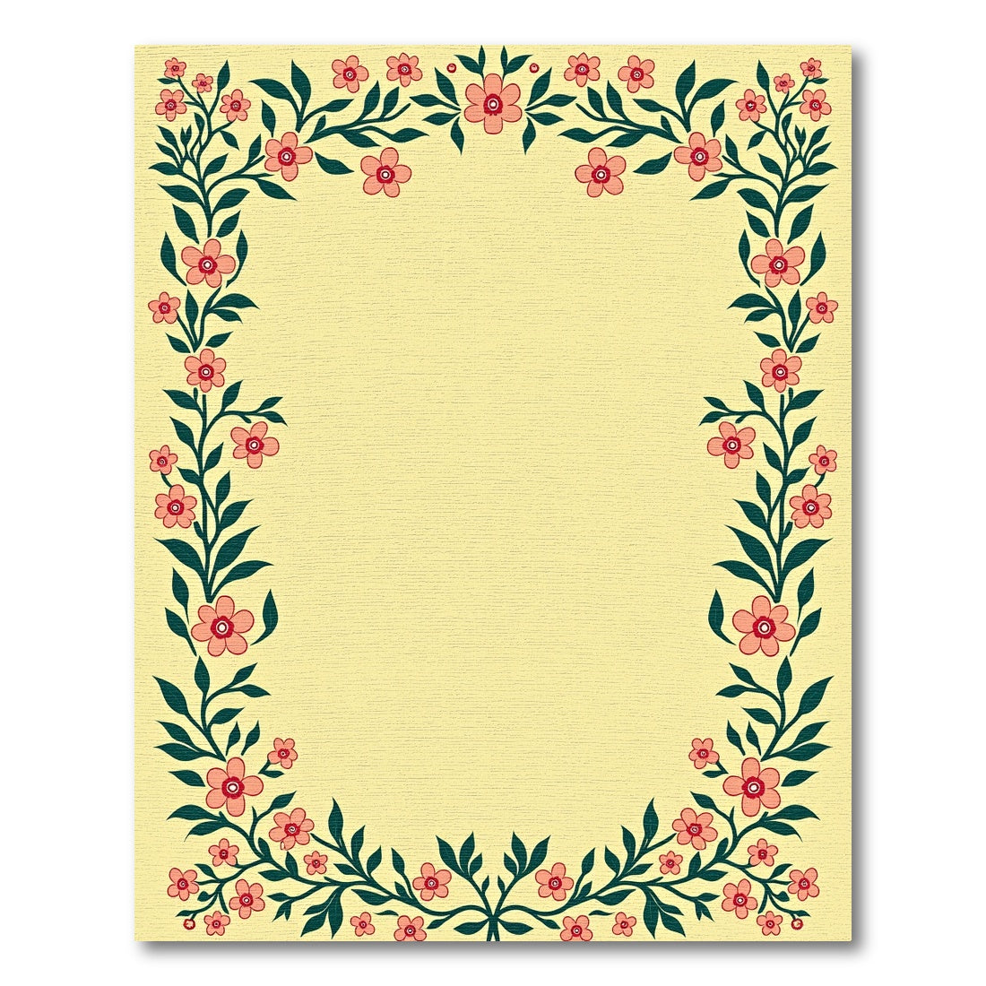 Coral Floral Vine Border Rug