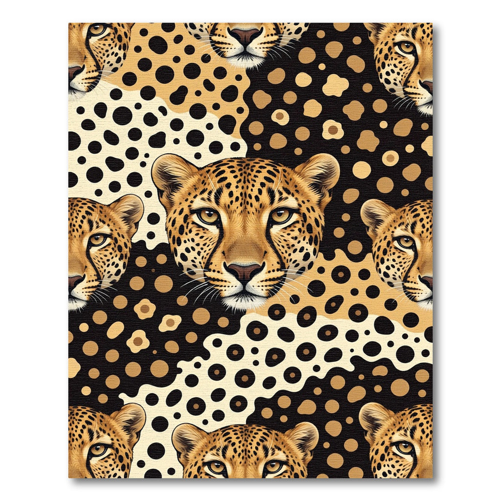 Artistic Fierce Leopard Face Gold Black Rug