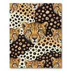 Artistic Fierce Leopard Face Gold Black Rug