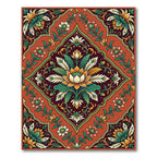 Terracotta Floral Lotus Medallion Rug
