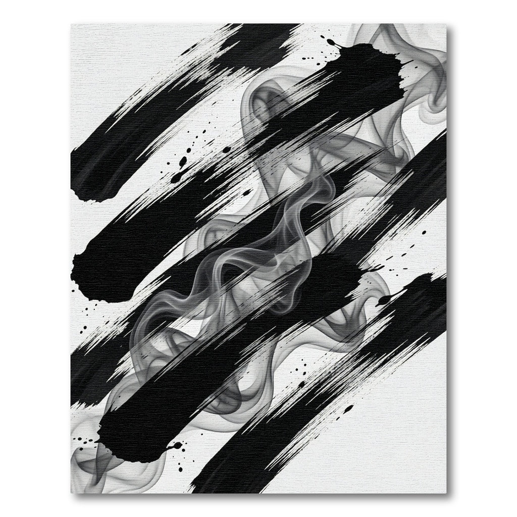 Black Ink Swirl Smoke Abstract Rug