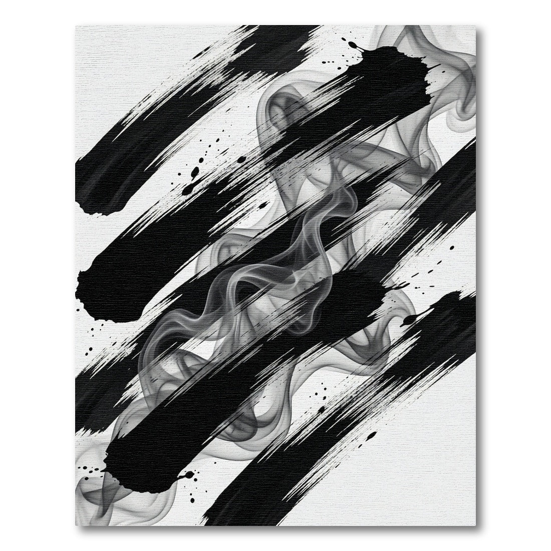 Black Ink Swirl Smoke Abstract Rug