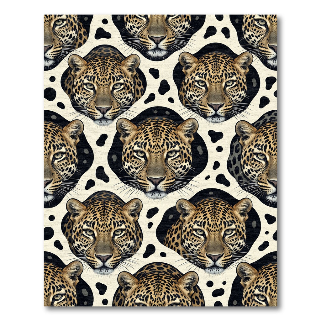 Bold Leopard Faces Cream Ground Rug