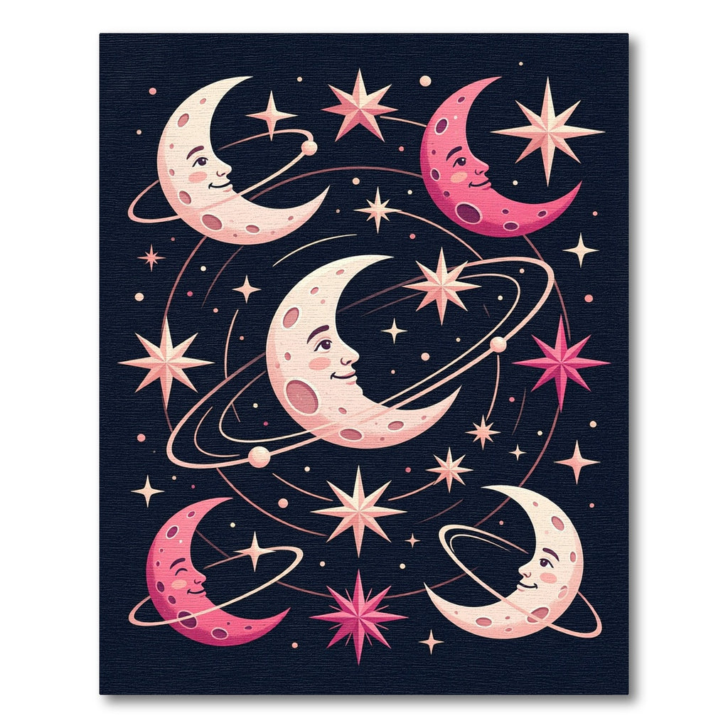 Whimsical Moon Stars Cosmic Night Rug