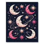 Whimsical Moon Stars Cosmic Night Rug