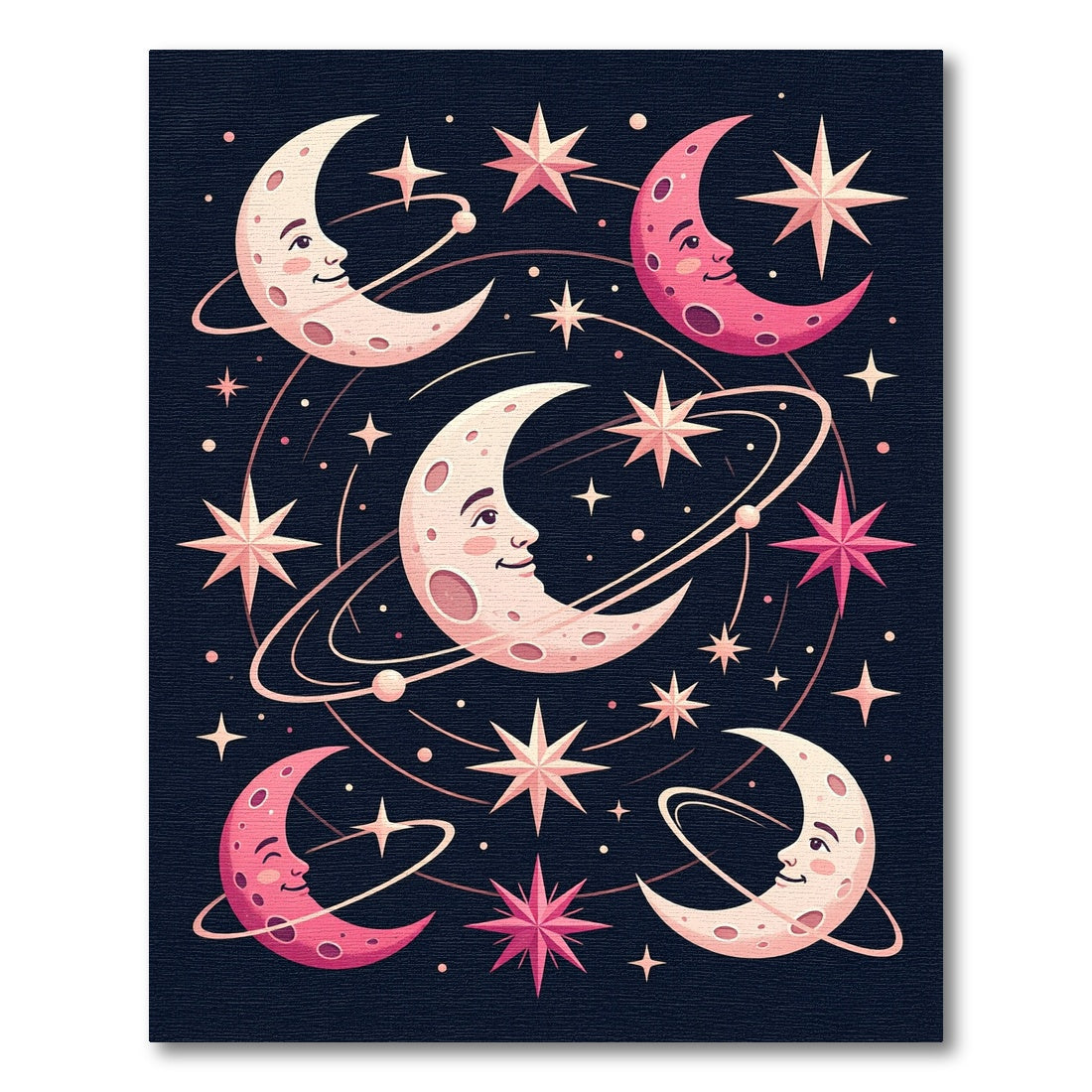 Whimsical Moon Stars Cosmic Night Rug