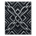 Metallic Interlocking Chain Geometric Slate Rug