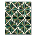 Green and White Quatrefoil Medallion Rug