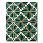 Green and White Quatrefoil Medallion Rug