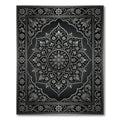 Elegant Monochrome Silver Floral Damask Rug