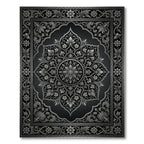 Elegant Monochrome Silver Floral Damask Rug