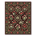 Deep Red Vintage Floral Garland Rug