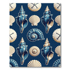 Coastal Navy Sea Shell Ocean Art Rug