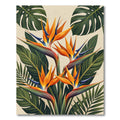 Vibrant Bird of Paradise Tropical Leaves Rug