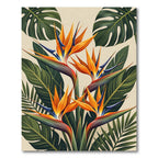 Vibrant Bird of Paradise Tropical Leaves Rug