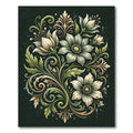 Earthy Sage Floral Scroll Botanical Rug