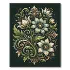 Earthy Sage Floral Scroll Botanical Rug