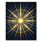 Radiant Golden Celestial Sunburst Art Rug