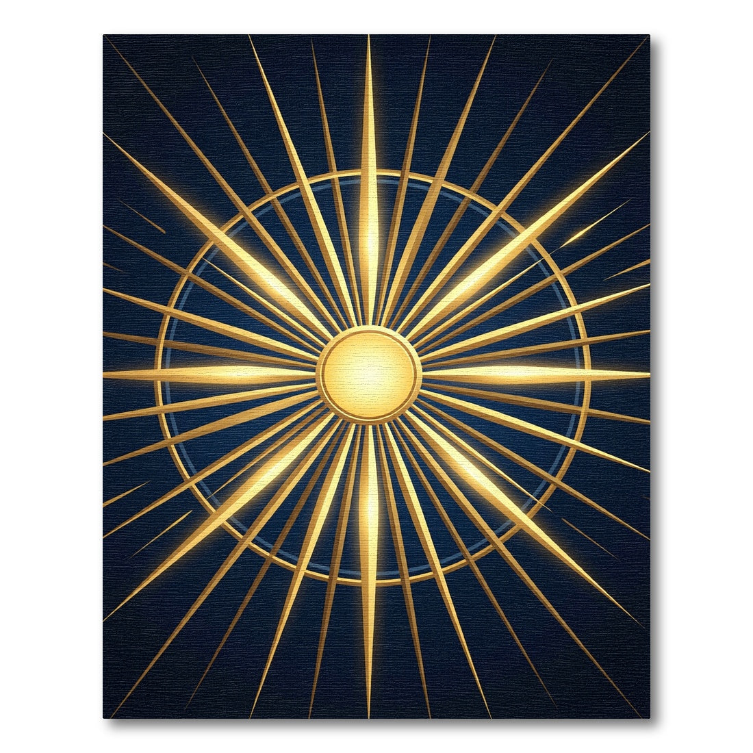 Radiant Golden Celestial Sunburst Art Rug