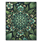 Teal Botanical Lotus Mandala Flora Rug