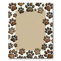 Playful Brown Paw Footprint Border Rug