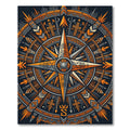 Ornate Orange Charcoal Geometric Compass Rug