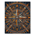 Ornate Orange Charcoal Geometric Compass Rug