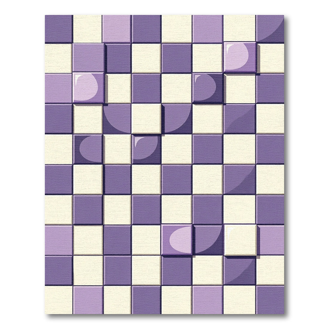 Lavender Cream Tile Check Rug