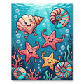 Whimsical Colorful Underwater Sea Life Illustration Rug