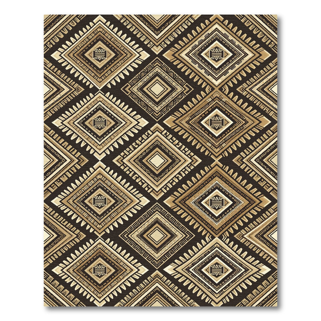 Tribal Brown Diamond Geometric Rug