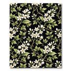 White Blossom Vine With Green Leaves Rug