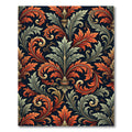 Ornate Autumn Acanthus Leaf Scrollwork Rug
