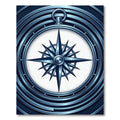 Metallic Navy Compass Rose Circular Rug