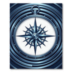 Metallic Navy Compass Rose Circular Rug